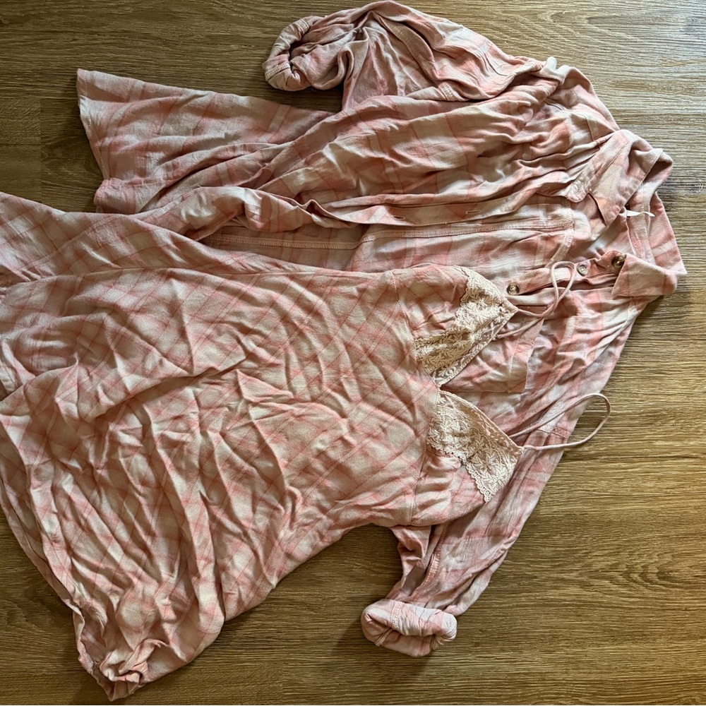 Pink Plaid Dress and Blouse Set
